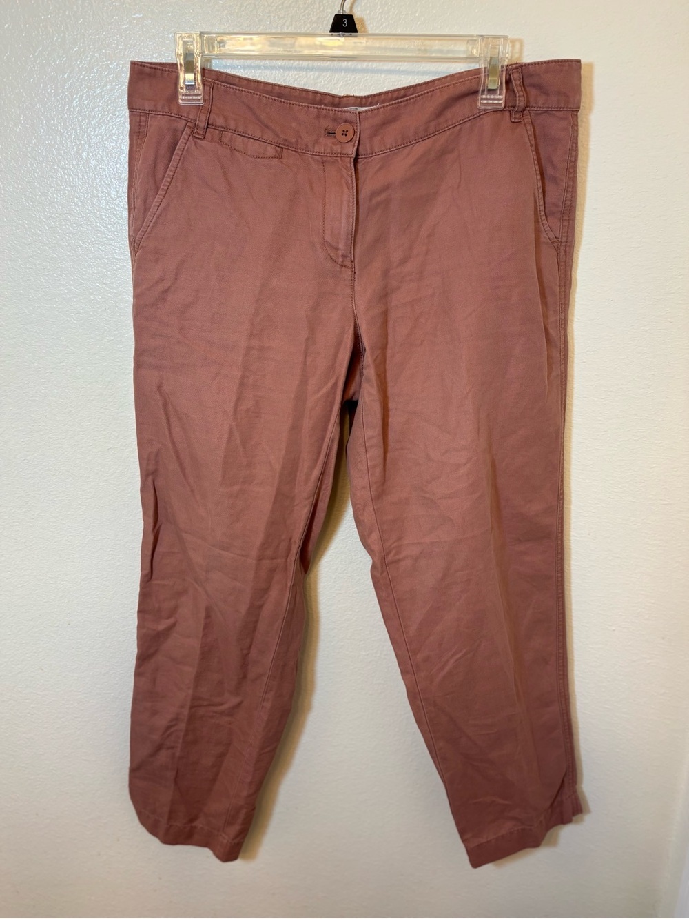 LOFT casual cotton Straight Leg Pants in Dusty Rose
